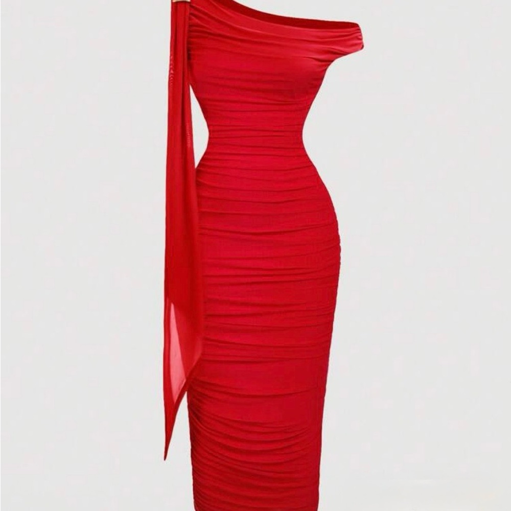 Elegant Red Off-Shoulder Dress